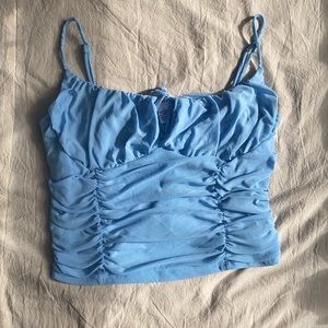 Blue mesh crop top